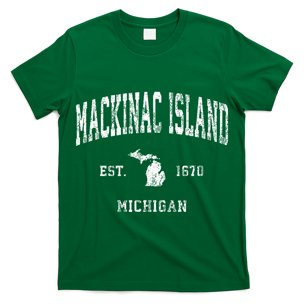 Mackinac Island Michigan MI Vintage Athletic Sports Design T-Shirt