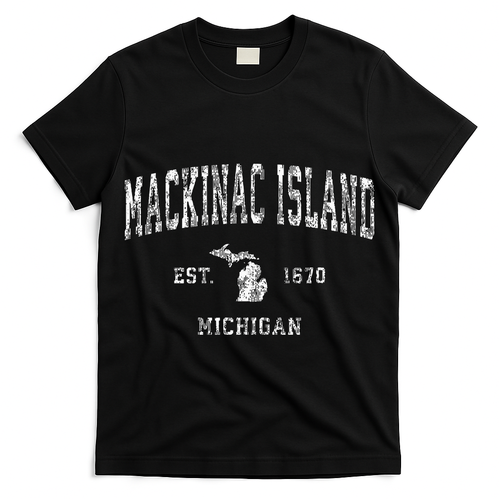 Mackinac Island Michigan Mi Vintage Athletic Sports Design T-Shirt