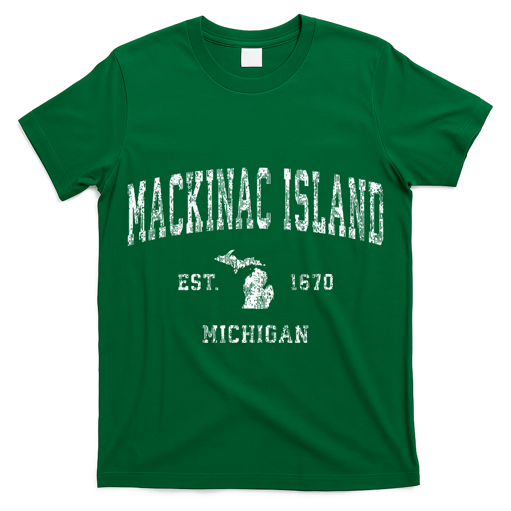 Mackinac Island Michigan Mi Vintage Athletic Sports Design T-Shirt