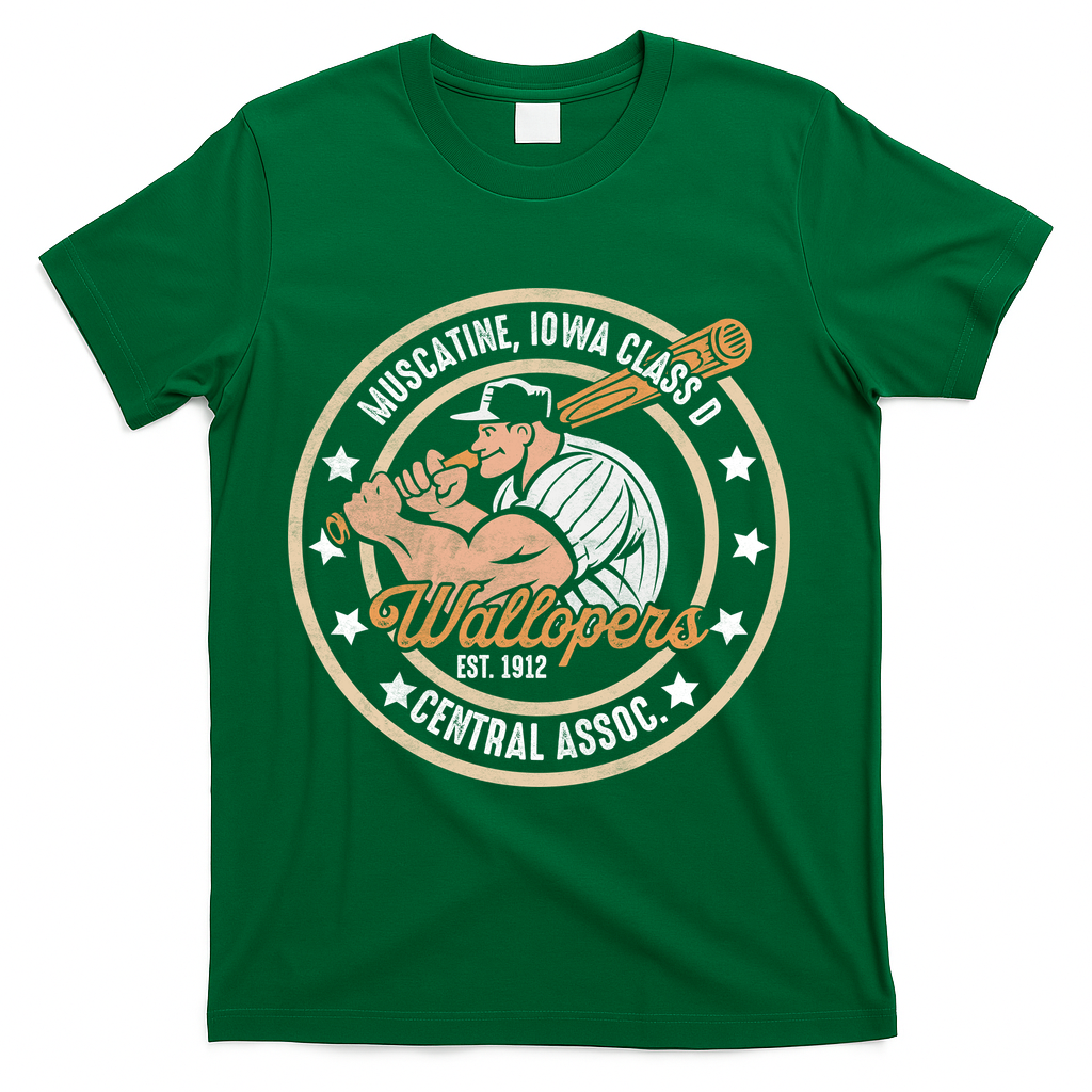 Muscatine Iowa Wallopers Baseball Heritage Vintage T-Shirt - Green