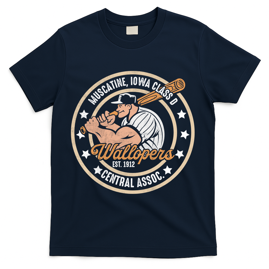 Muscatine Iowa Wallopers Baseball Heritage Vintage T-Shirt - Navy