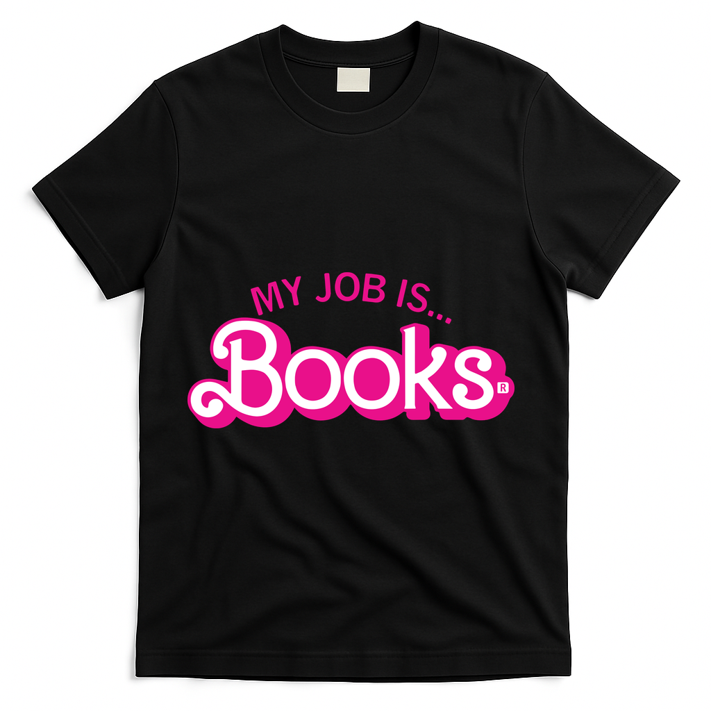 My Job Is Books Retro Pink Style Reading Books T-Shirt - Black