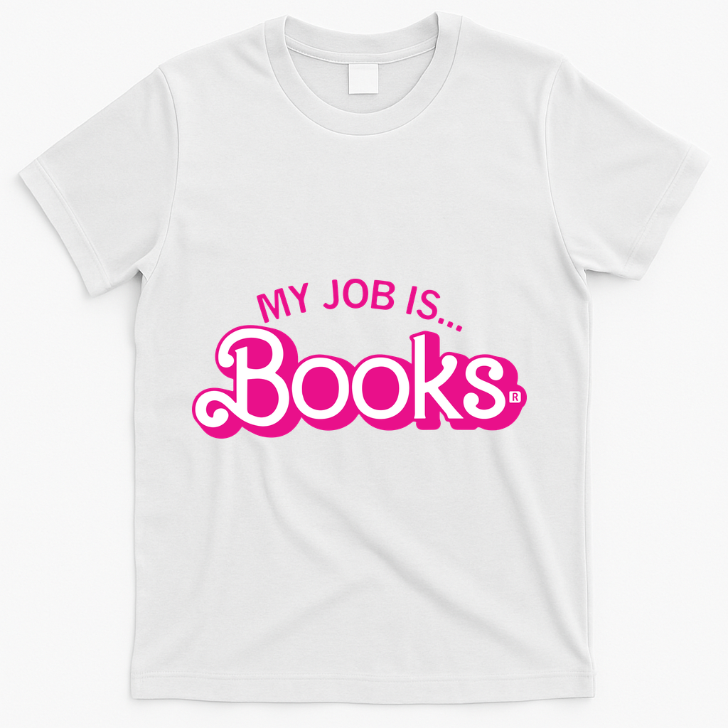 My Job Is Books Retro Pink Style Reading Books T-Shirt - White