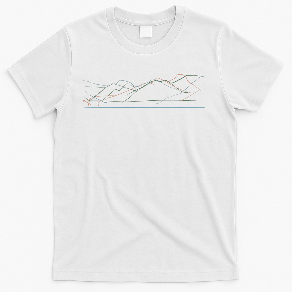 Mountain Line Art - Minimalist Peaks - White