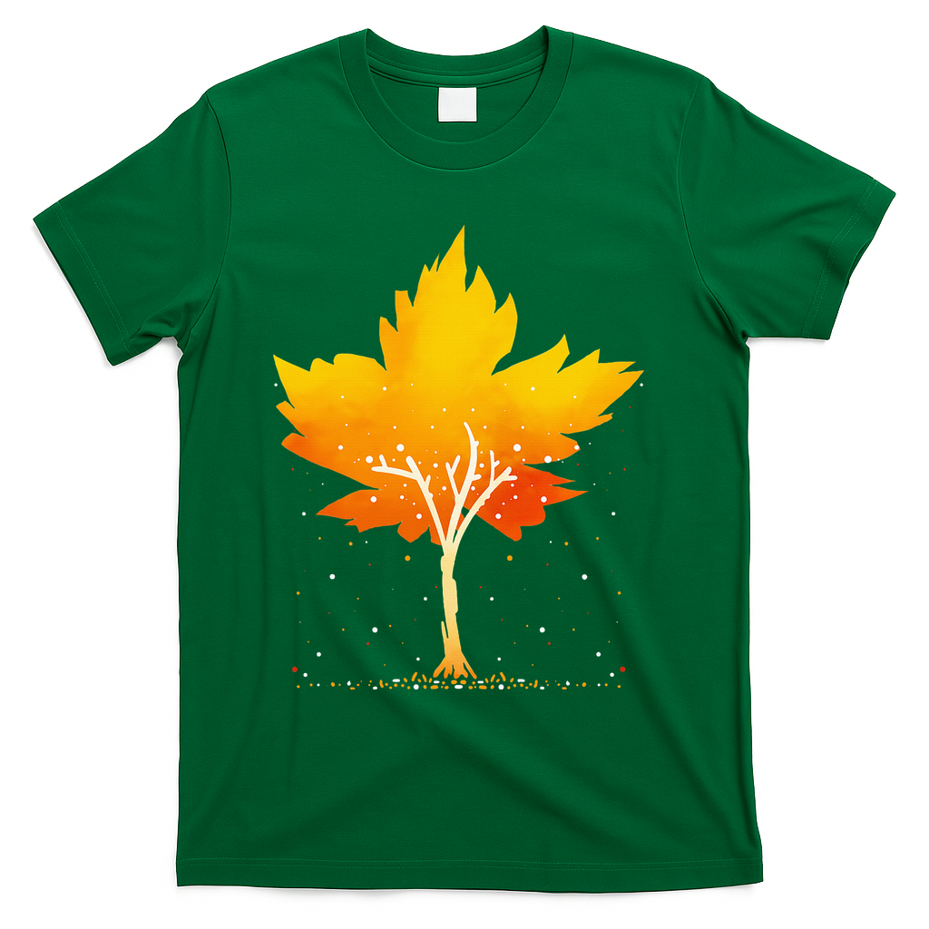 Maple Leaf Autumn Tree Orange Fall Leaves Season T-Shirt - Green