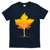 Maple Leaf Autumn Tree Orange Fall Leaves Season T-Shirt - Navy