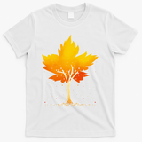 Maple Leaf Autumn Tree Orange Fall Leaves Season T-Shirt - White