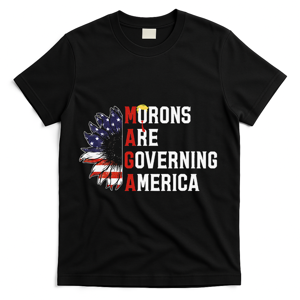 Maga Morons Are Governing America Anti Trump Vintage Quote T-Shirt - Black