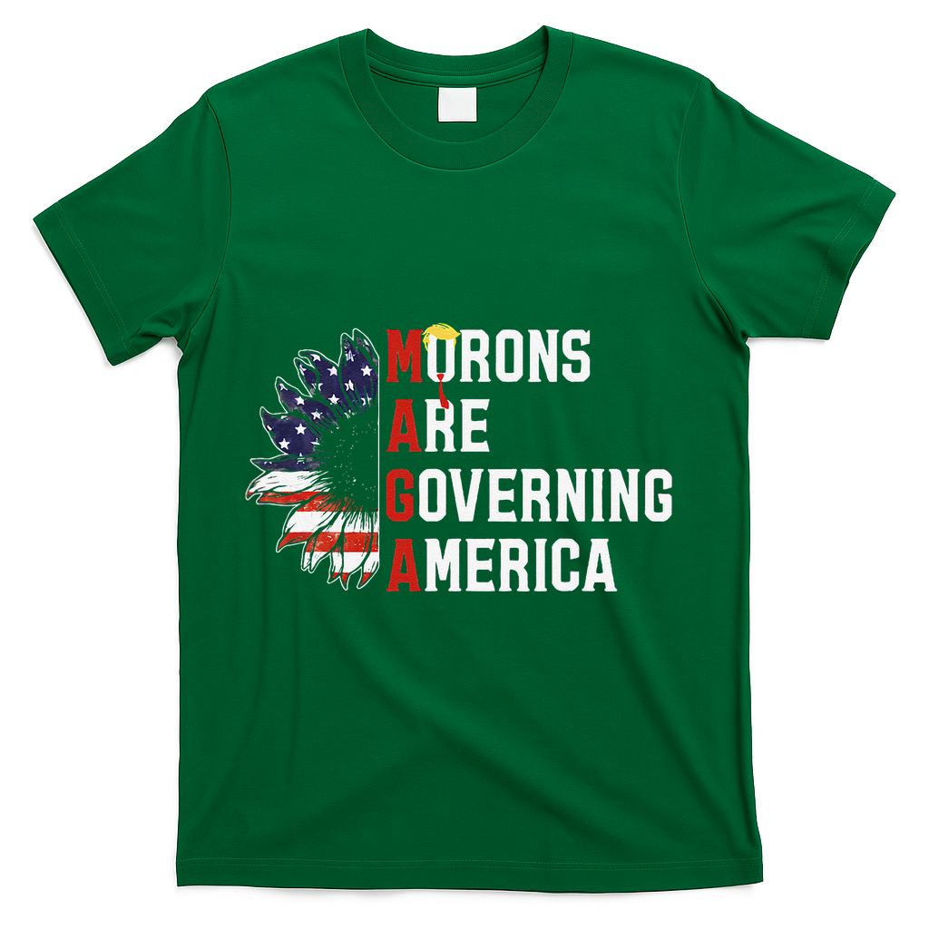Maga Morons Are Governing America Anti Trump Vintage Quote T-Shirt - Green