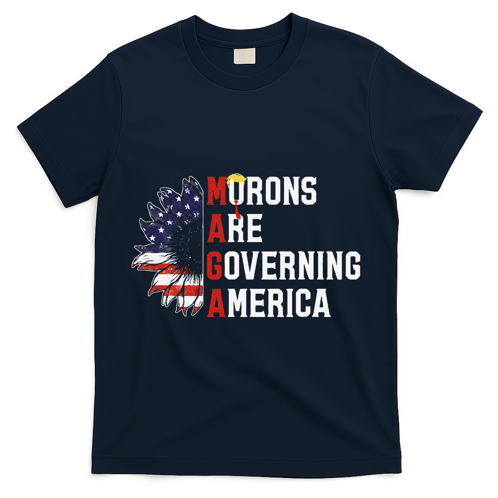 Maga Morons Are Governing America Anti Trump Vintage Quote T-Shirt - Navy