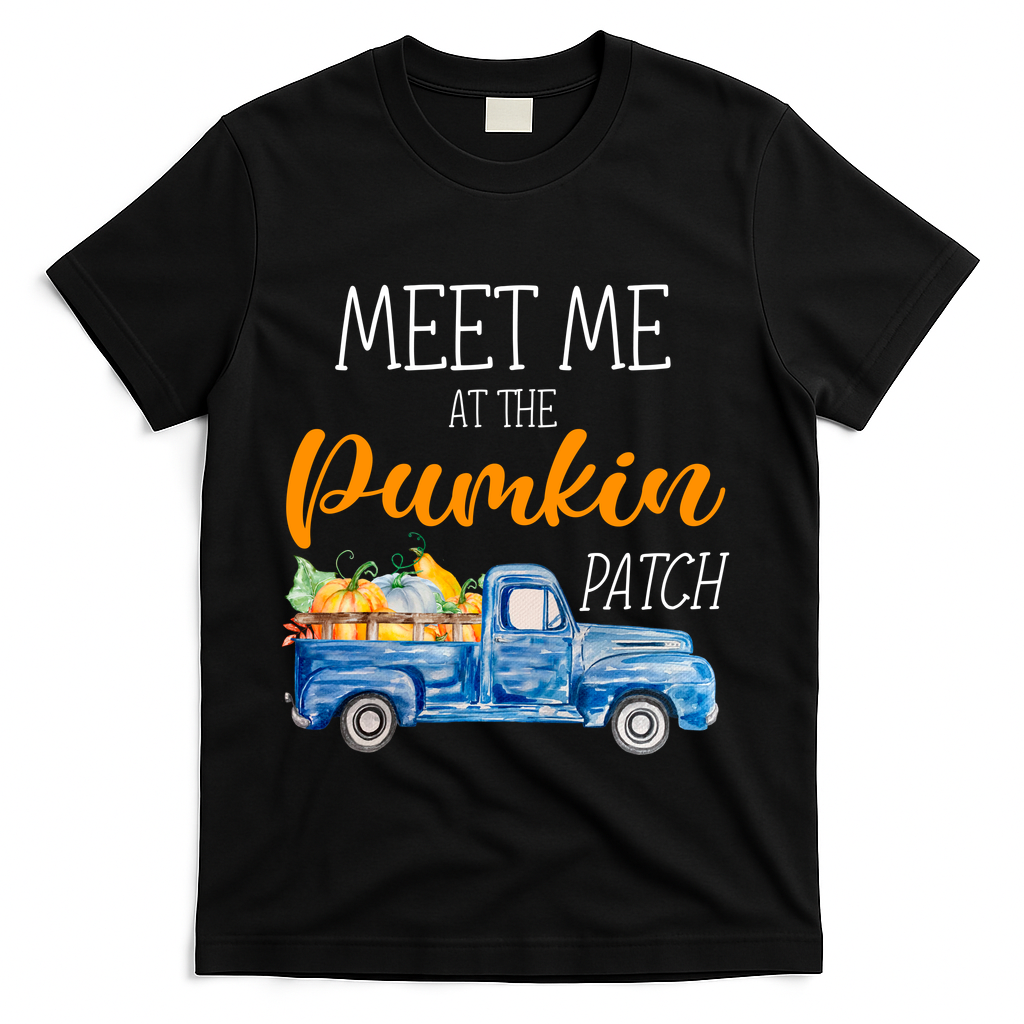 Meet Me At The Pumpkin Patch Cute Halloween T-Shirt - Black