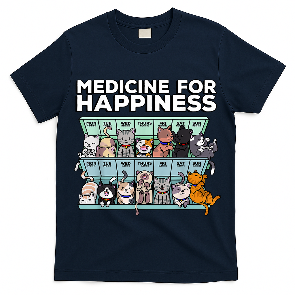 My Medicine For Happiness Called Cats Every Day Kitten Cat T-Shirt