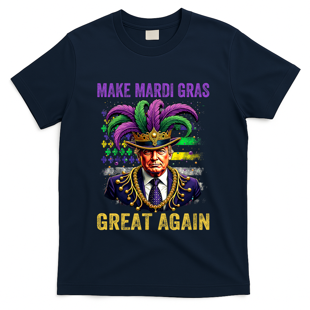 Make Mardi Gras Great Again Funny Mardi Gras Trump T-Shirt - Navy