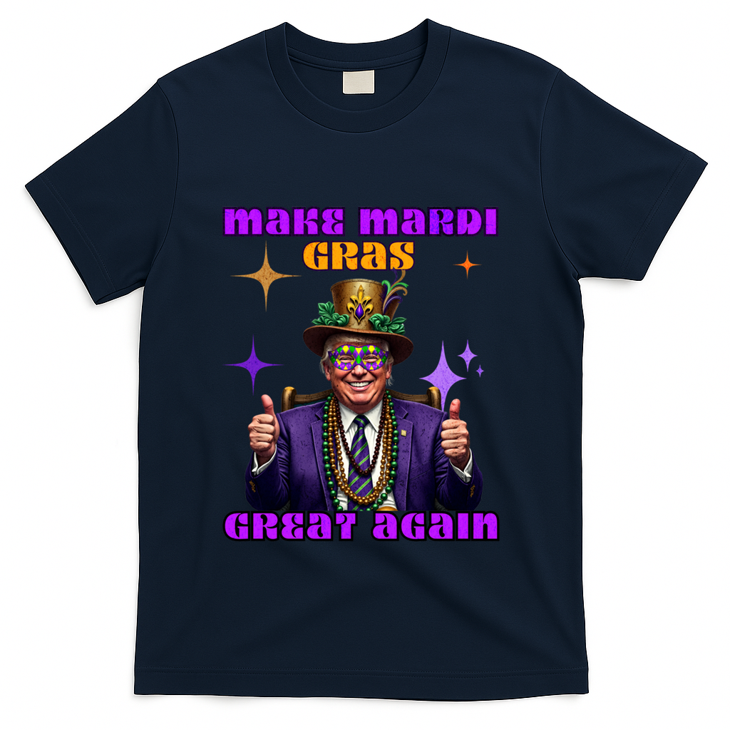 Make Mardi Gras Great Again Funny Mardi Gras Trump Gift T-Shirt - Navy