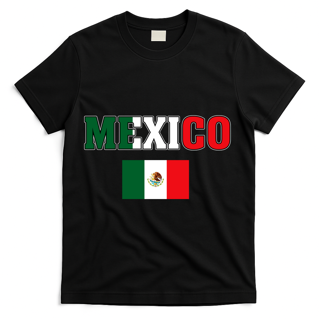 Mexico Mexican Jersey Flag T-Shirt - Black