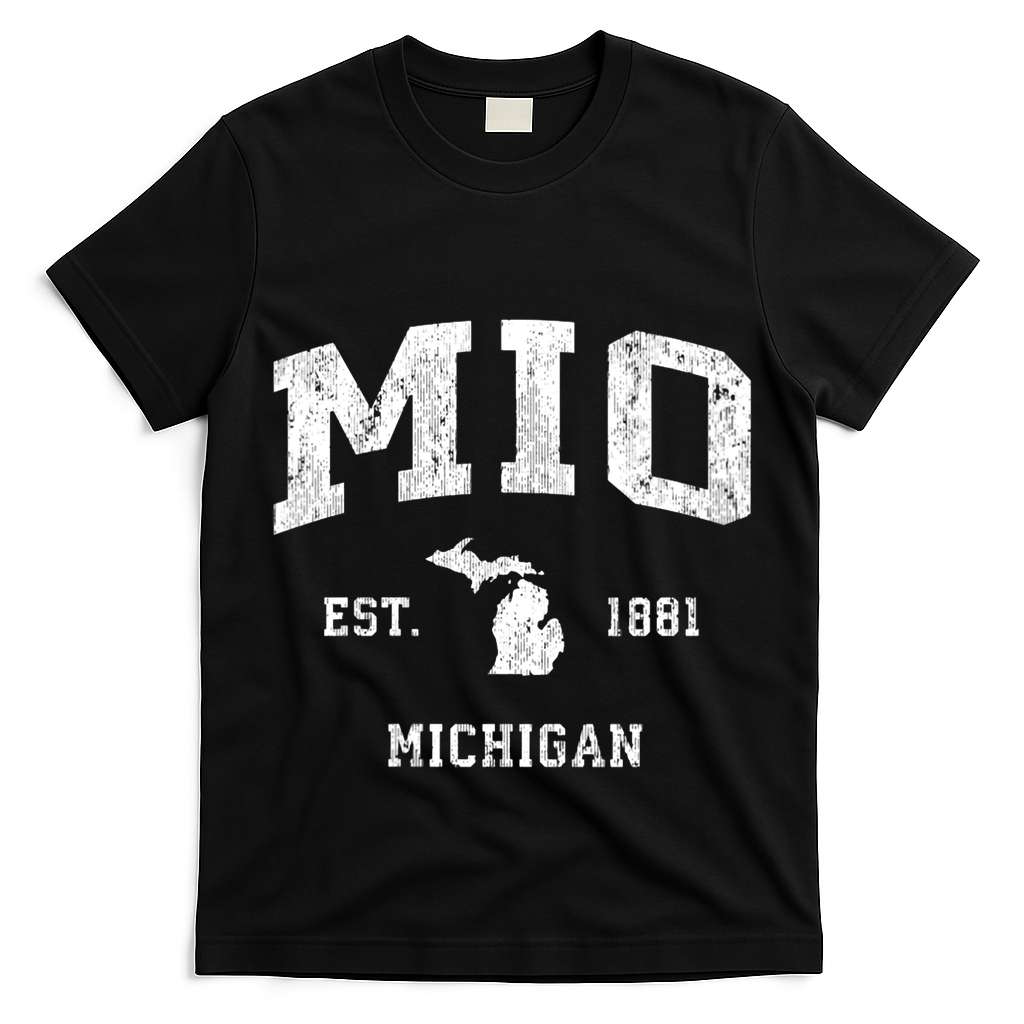 Mio Michigan Mi Vintage Athletic Sports Design V Neck T-Shirt