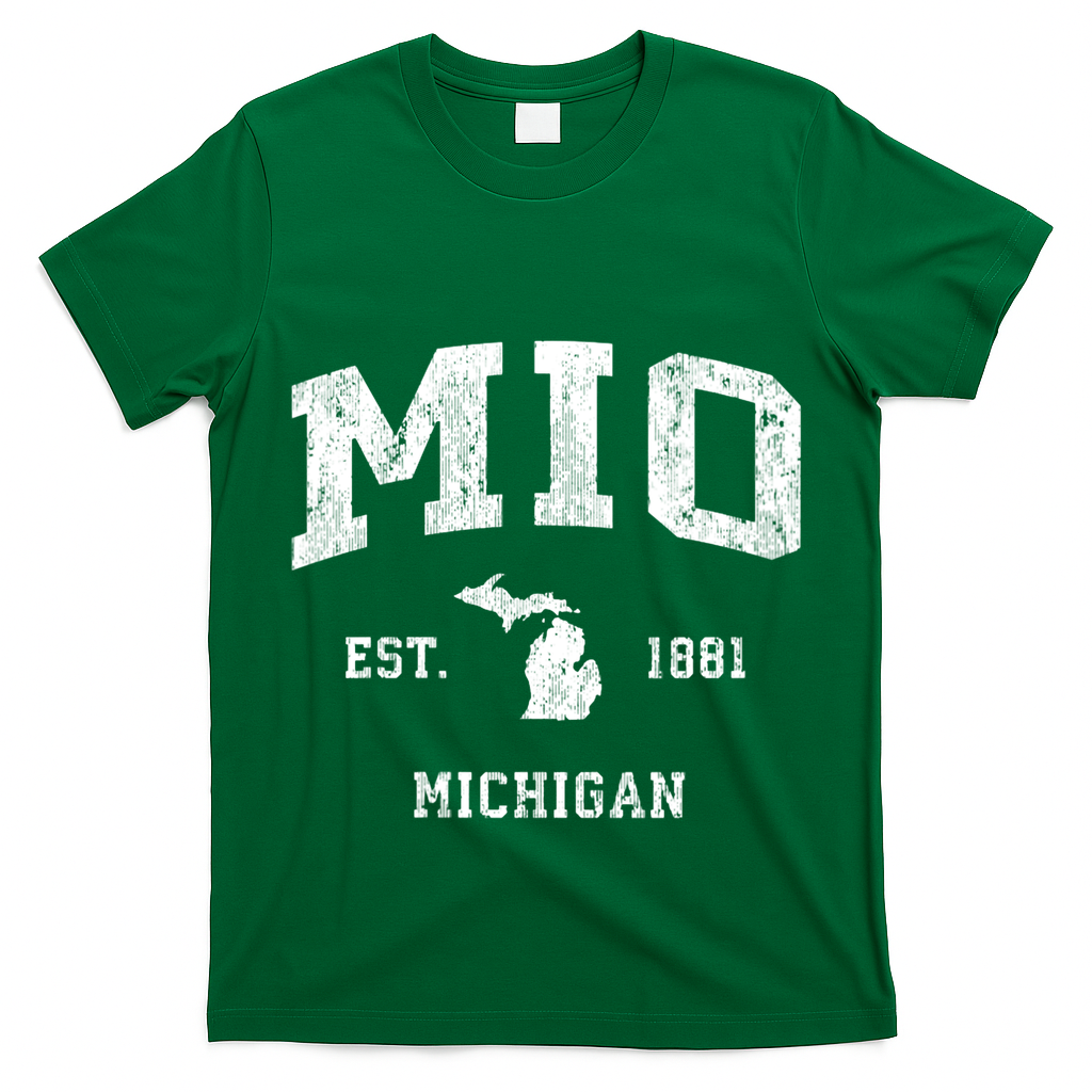 Mio Michigan Mi Vintage Athletic Sports Design V Neck T-Shirt