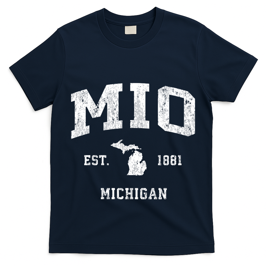 Mio Michigan Mi Vintage Athletic Sports Design V Neck T-Shirt