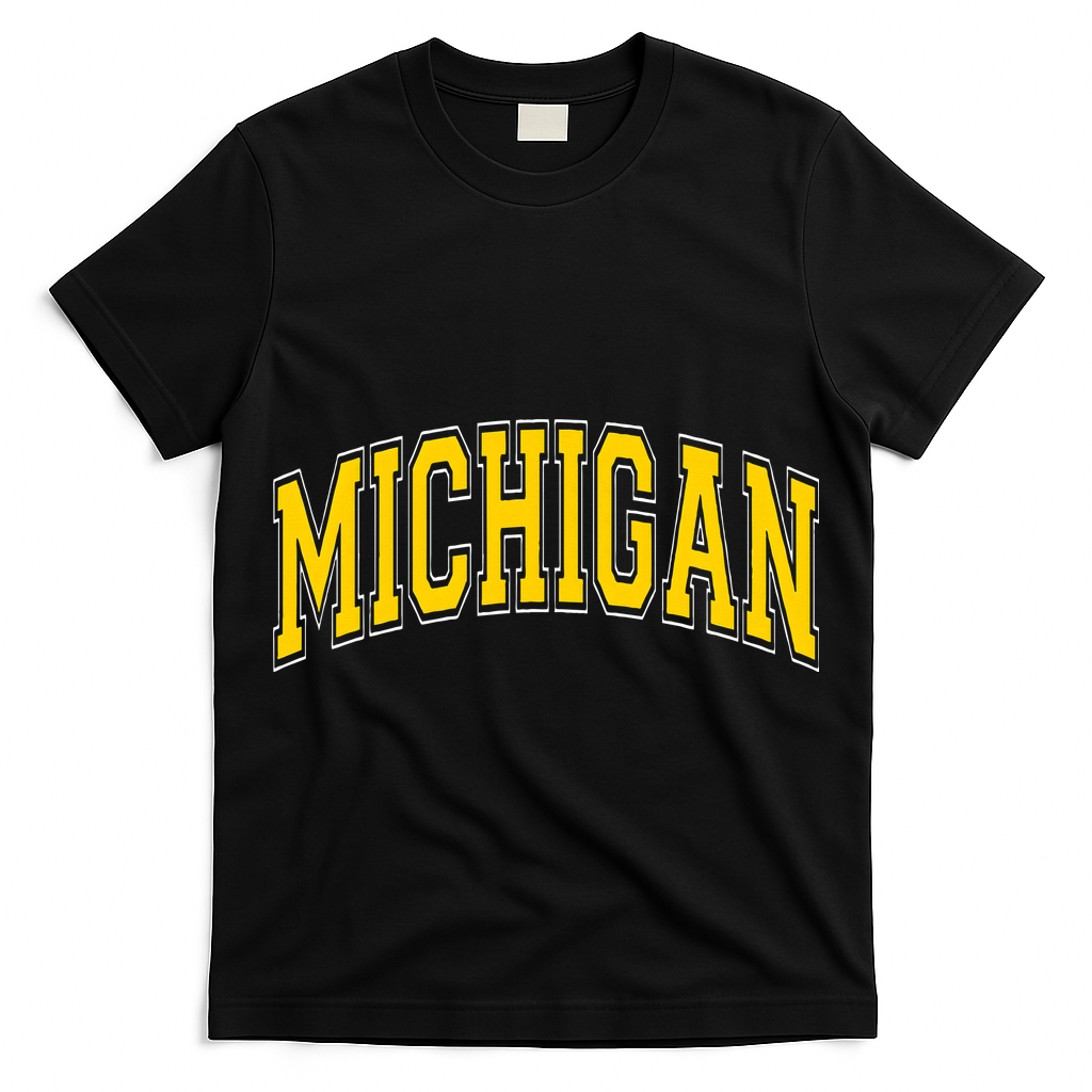 Michigan MI VintageStyle Maize Font T-Shirt