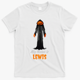 My Name Is Lewis Jack O Lantern Pumpkin Man T-Shirt - White