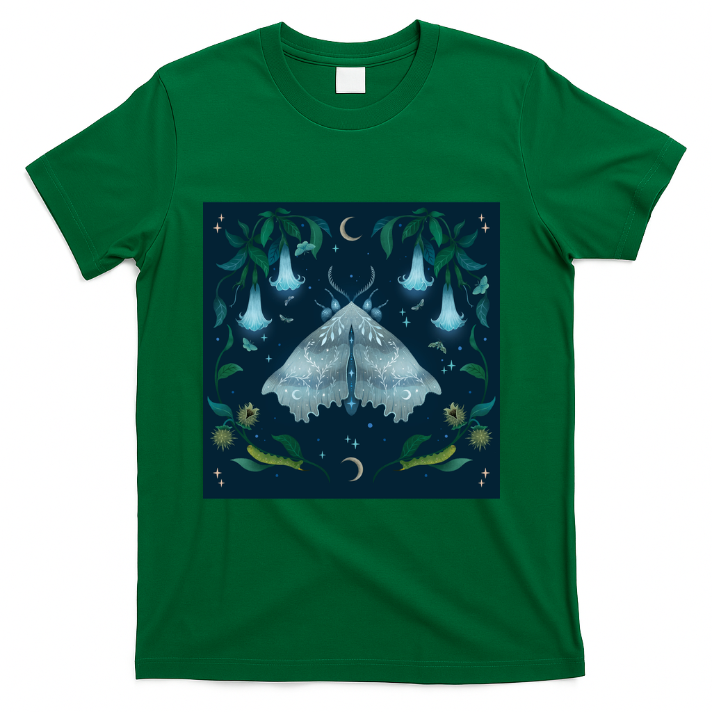 Magical Night with White Angel Moth - Green