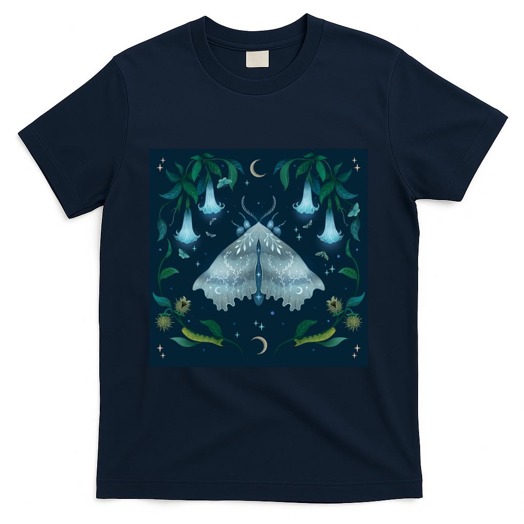 Magical Night with White Angel Moth - Navy