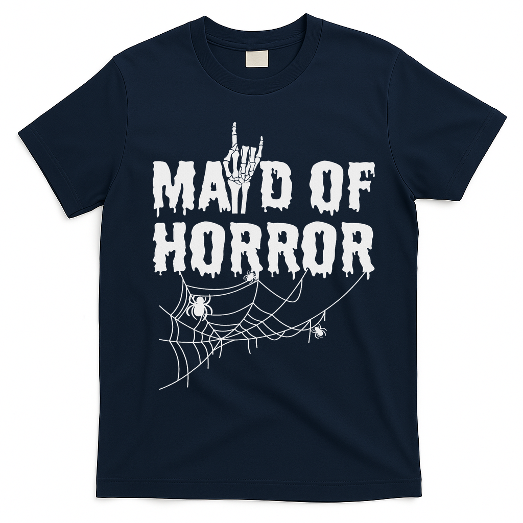 Maid Of Horror Bride Bridesmaid Halloween Bachelorette T-Shirt - Navy Blue