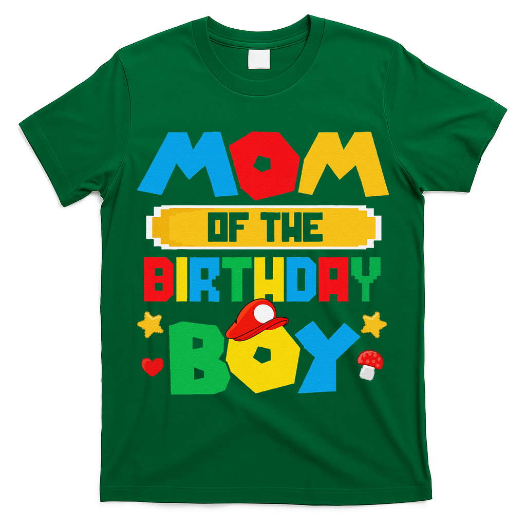 Mom Of The Birthday Boy Game Gaming Mom And Dad Family T-Shirt