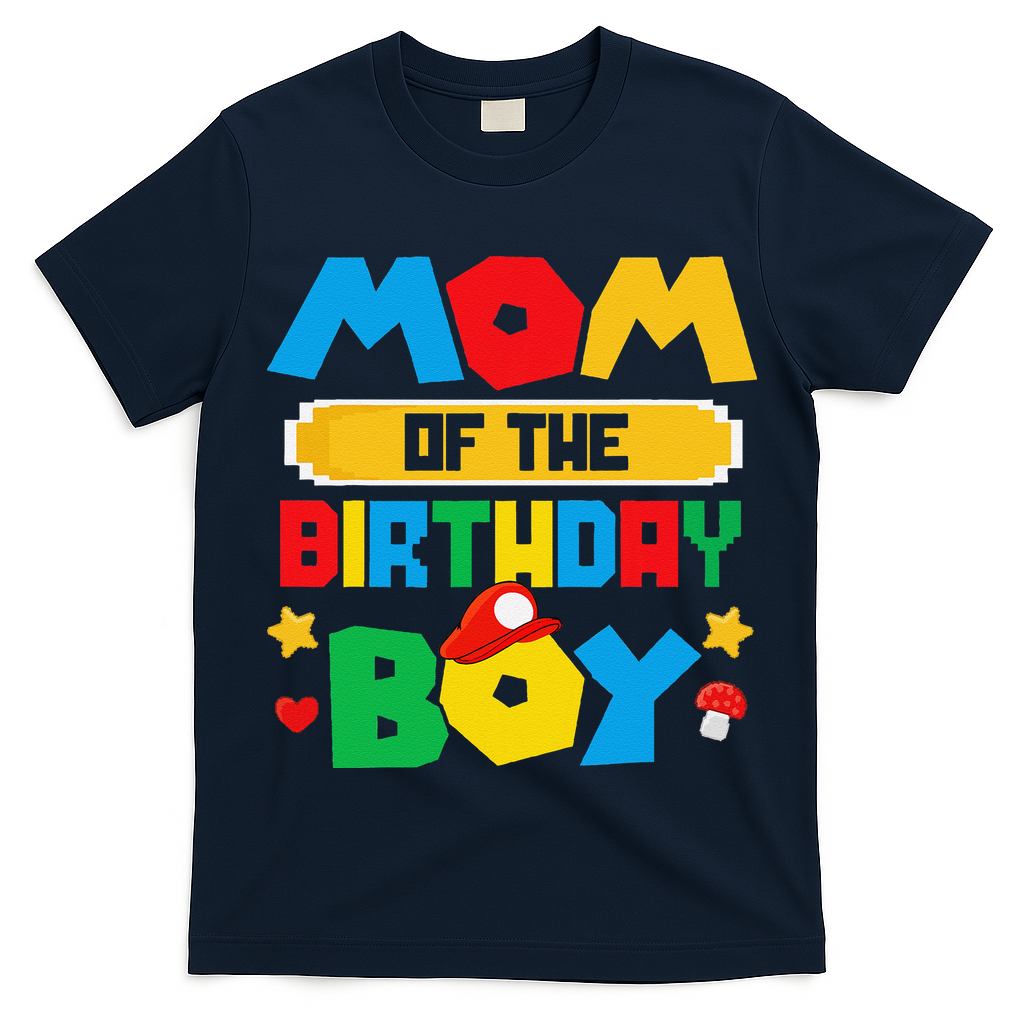 Mom Of The Birthday Boy Game Gaming Mom And Dad Family T-Shirt