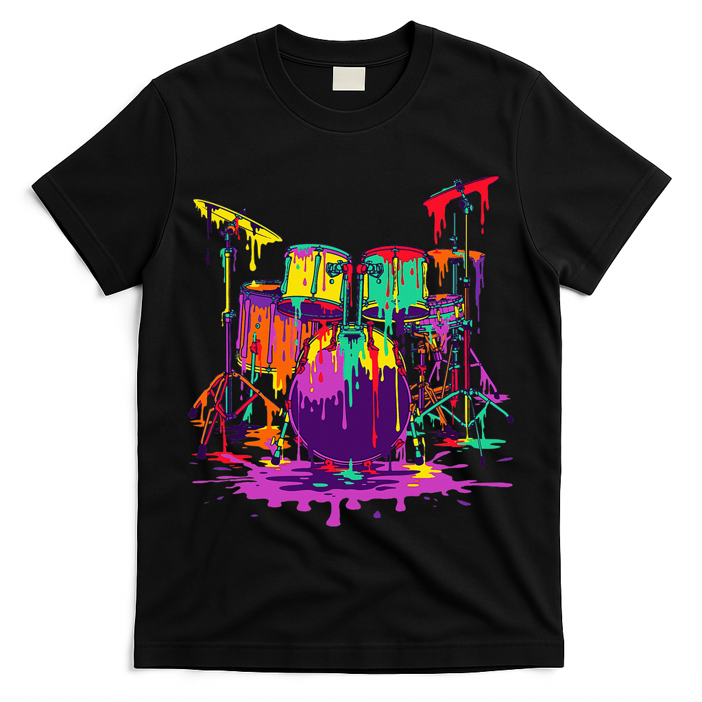 Melting Pop Art Drum Set Funny Drummer Musician Music Outfit T-Shirt