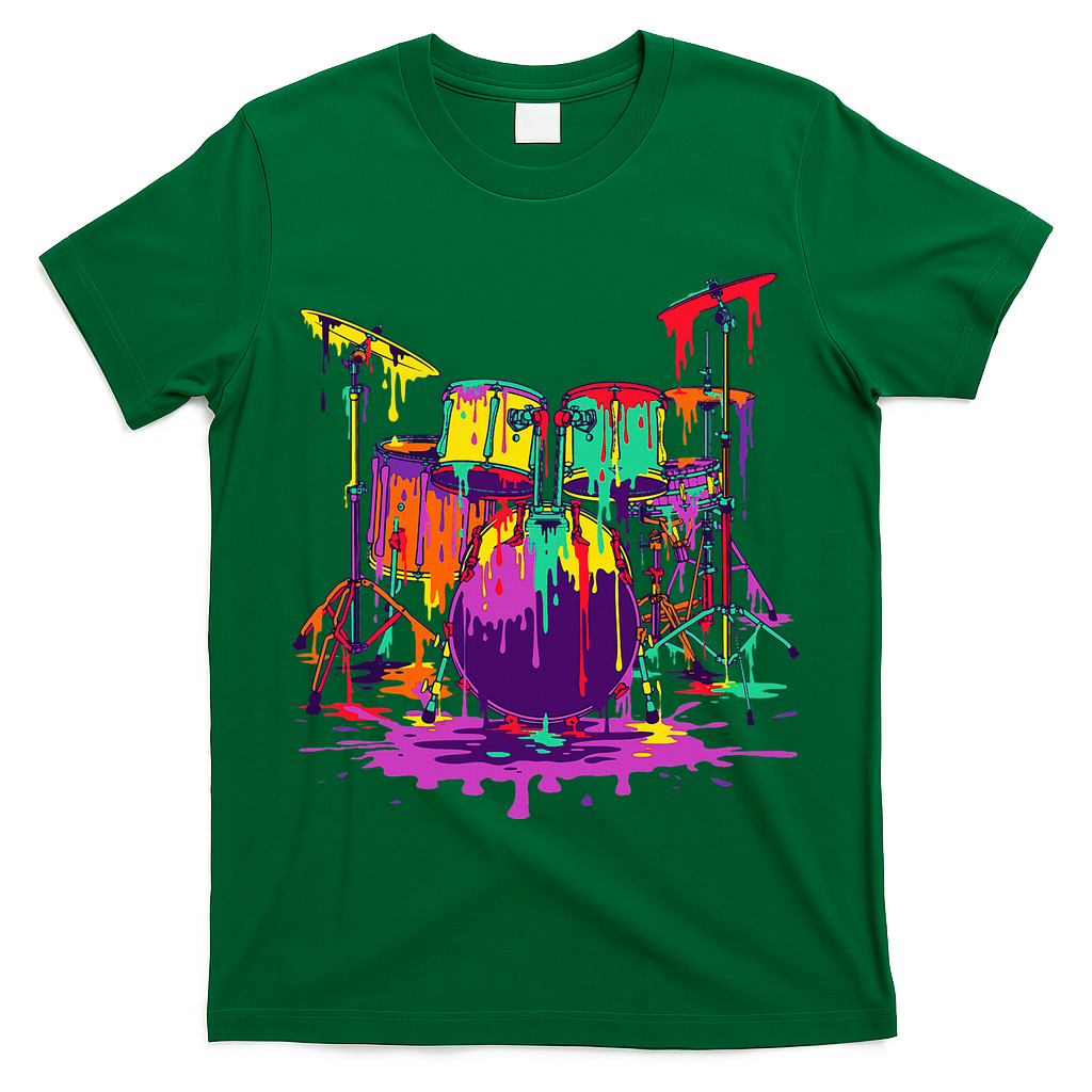 Melting Pop Art Drum Set Funny Drummer Musician Music Outfit T-Shirt
