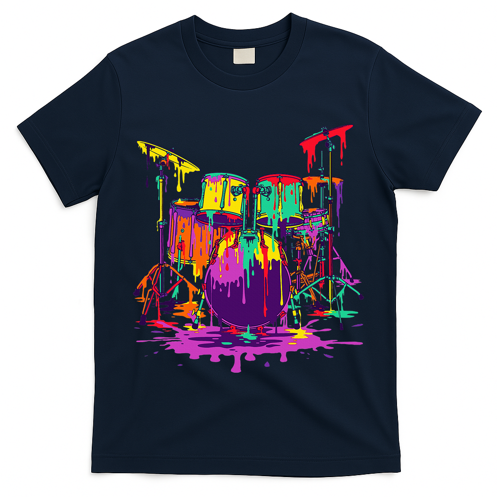 Melting Pop Art Drum Set Funny Drummer Musician Music Outfit T-Shirt