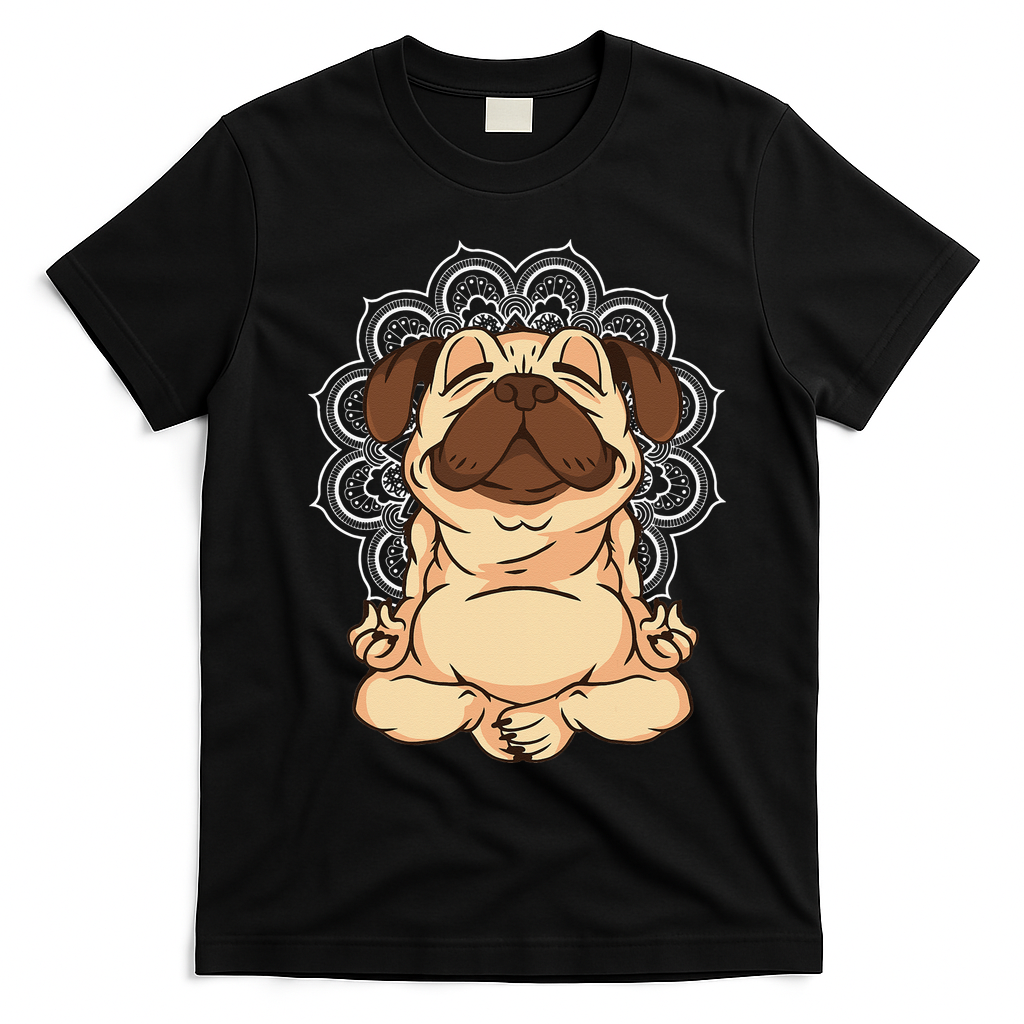 Meditation Pug Dog Buddha Zen Yoga Lover Funny Buddhist T-Shirt - Black