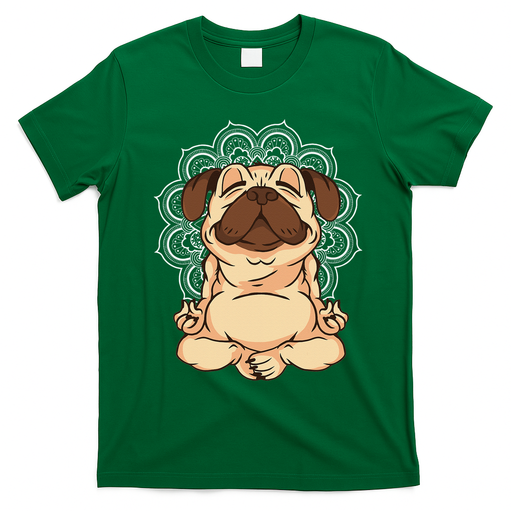 Meditation Pug Dog Buddha Zen Yoga Lover Funny Buddhist T-Shirt - Irish Green