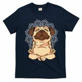 Meditation Pug Dog Buddha Zen Yoga Lover Funny Buddhist T-Shirt - Navy Blue