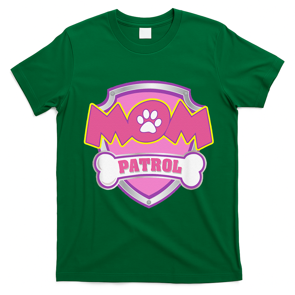 Mom Patrol Dog Mom Dad Funny Gift Birthday Party Cute T-Shirt - Irish Green