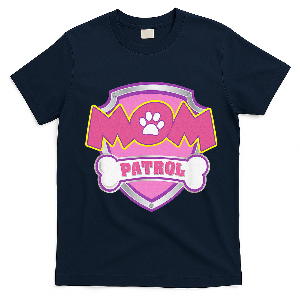 Mom Patrol Dog Mom Dad Funny Gift Birthday Party Cute T-Shirt - Navy Blue