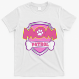 Mom Patrol Dog Mom Dad Funny Gift Birthday Party Cute T-Shirt - White