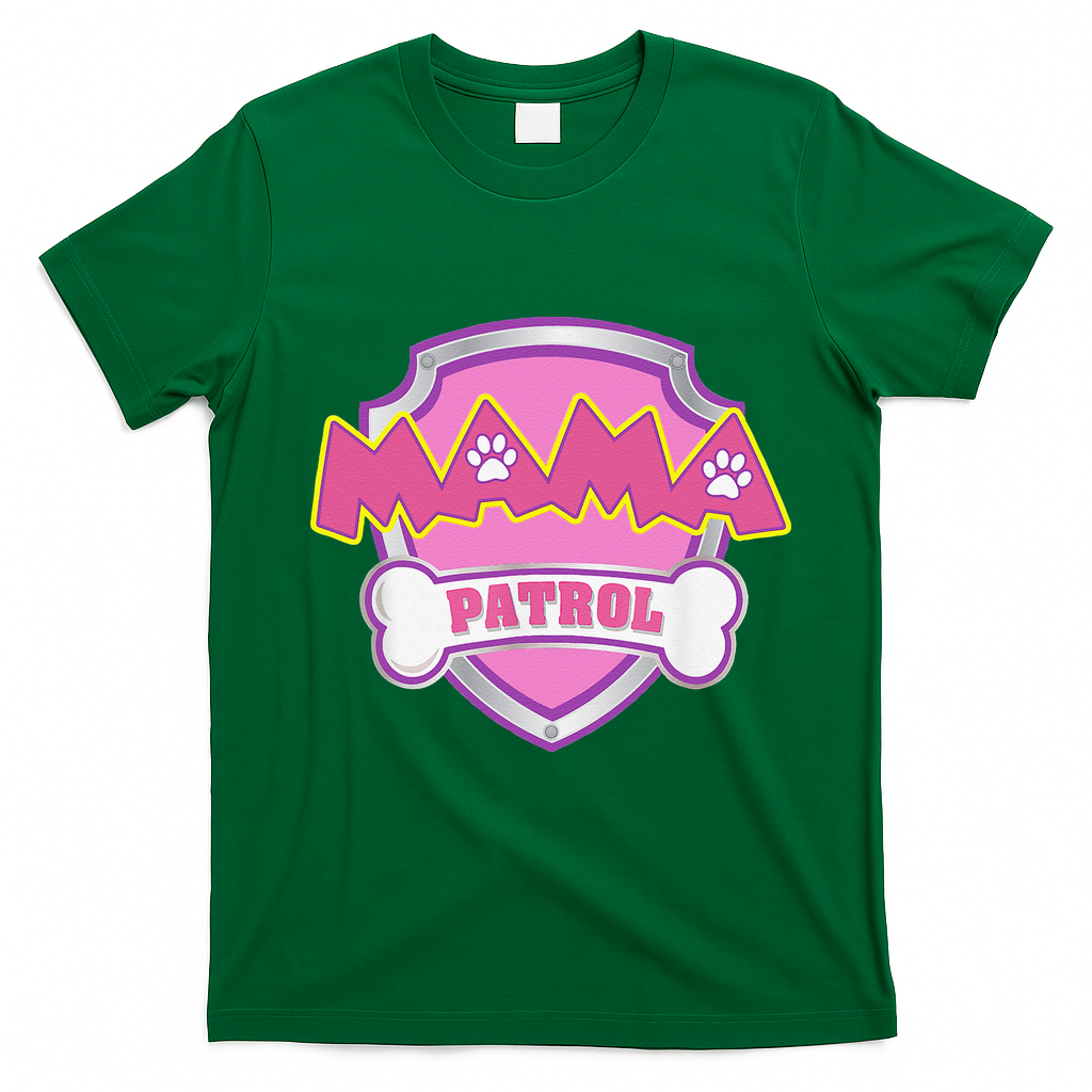 Mama Patrol Dog Mom Dad Funny Gift Birthday Party T-Shirt - Irish Green