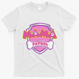 Mama Patrol Dog Mom Dad Funny Gift Birthday Party T-Shirt - White