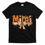 Mimi Pumpkin Fall Coquette Bow Thanksgiving Mom T-Shirt - Black