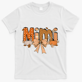 Mimi Pumpkin Fall Coquette Bow Thanksgiving Mom T-Shirt - White
