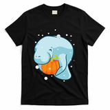 Manatee Pumpkin Fall Halloween Thanksgiving Sea Cow Gift T-Shirt - Black