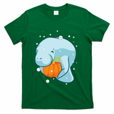 Manatee Pumpkin Fall Halloween Thanksgiving Sea Cow Gift T-Shirt - Green