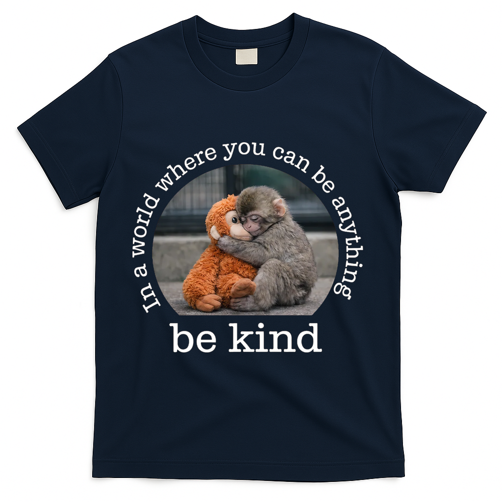 Monkey Punch In The World Where You Can Be Anything Be Kind T-Shirt - Navy