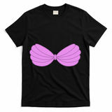 Mermaid Purple Seashell Bra Summer Funny Halloween T-Shirt - Black