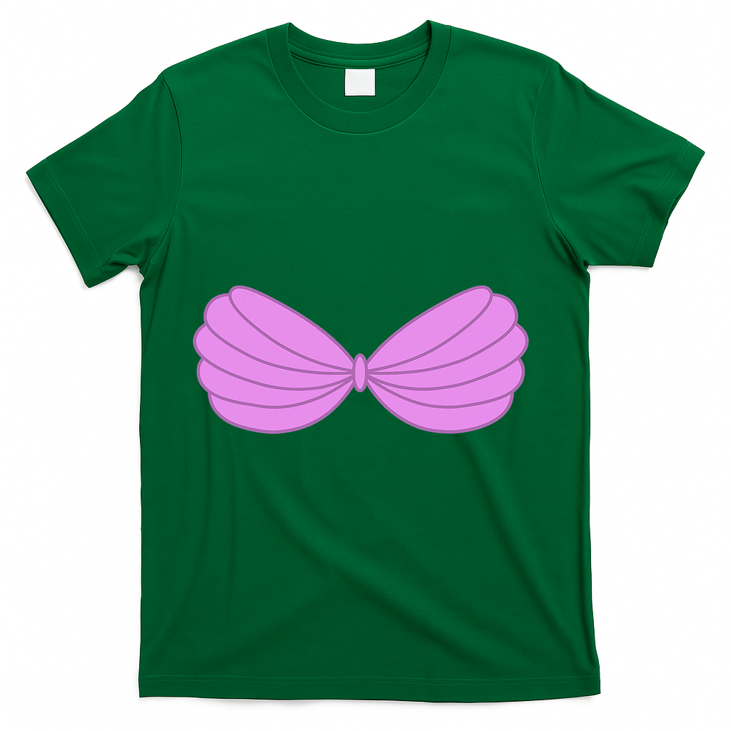 Mermaid Purple Seashell Bra Summer Funny Halloween T-Shirt - Green