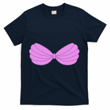 Mermaid Purple Seashell Bra Summer Funny Halloween T-Shirt - Navy