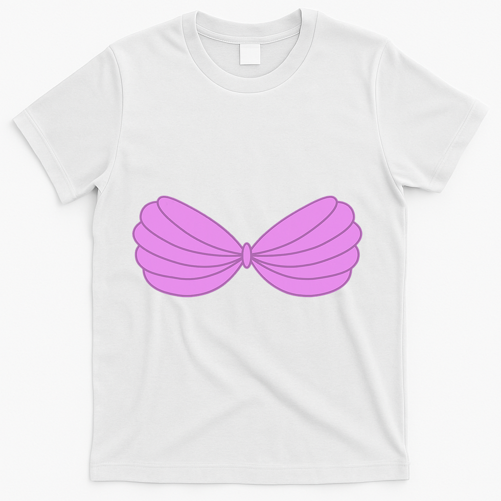 Mermaid Purple Seashell Bra Summer Funny Halloween T-Shirt - White