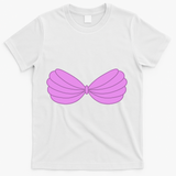 Mermaid Purple Seashell Bra Summer Funny Halloween T-Shirt - White